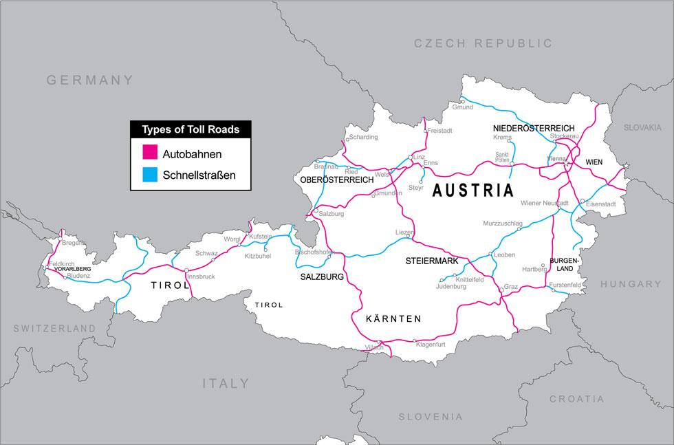 Географическая карта австрии