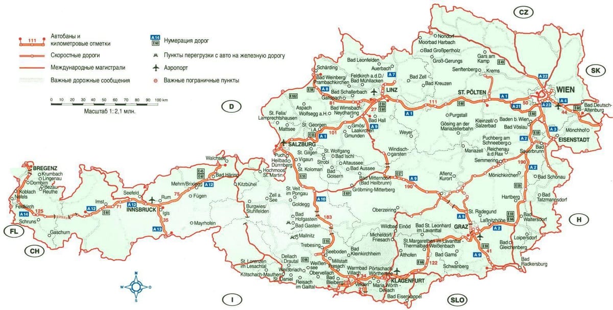Австрия карта путешествия
