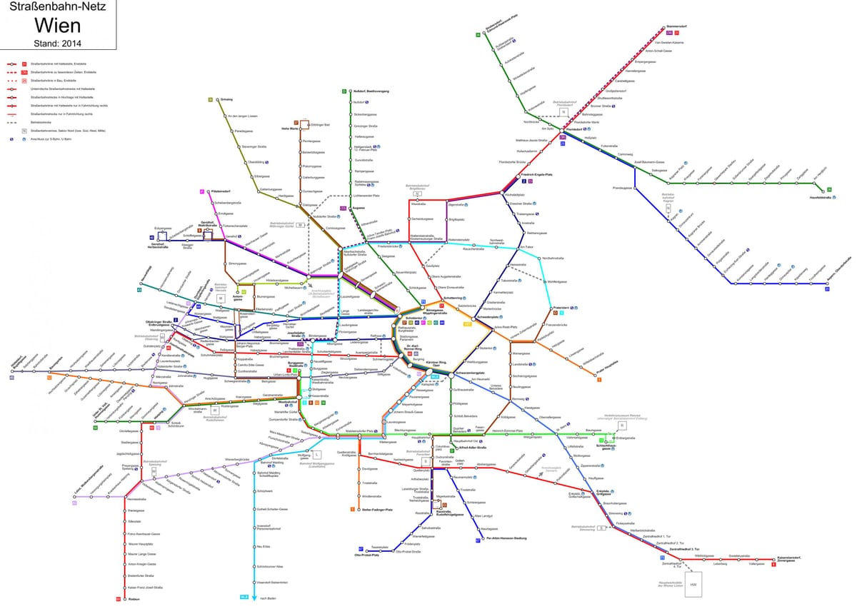 Вене Австрии на карте метро