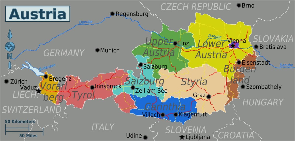 карта Австрии