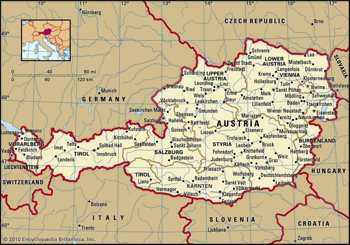 карта замки в Австрии