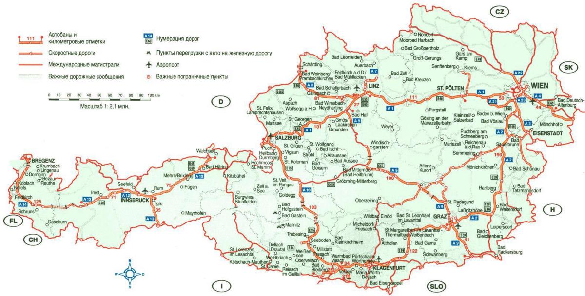 подробная карта Австрии