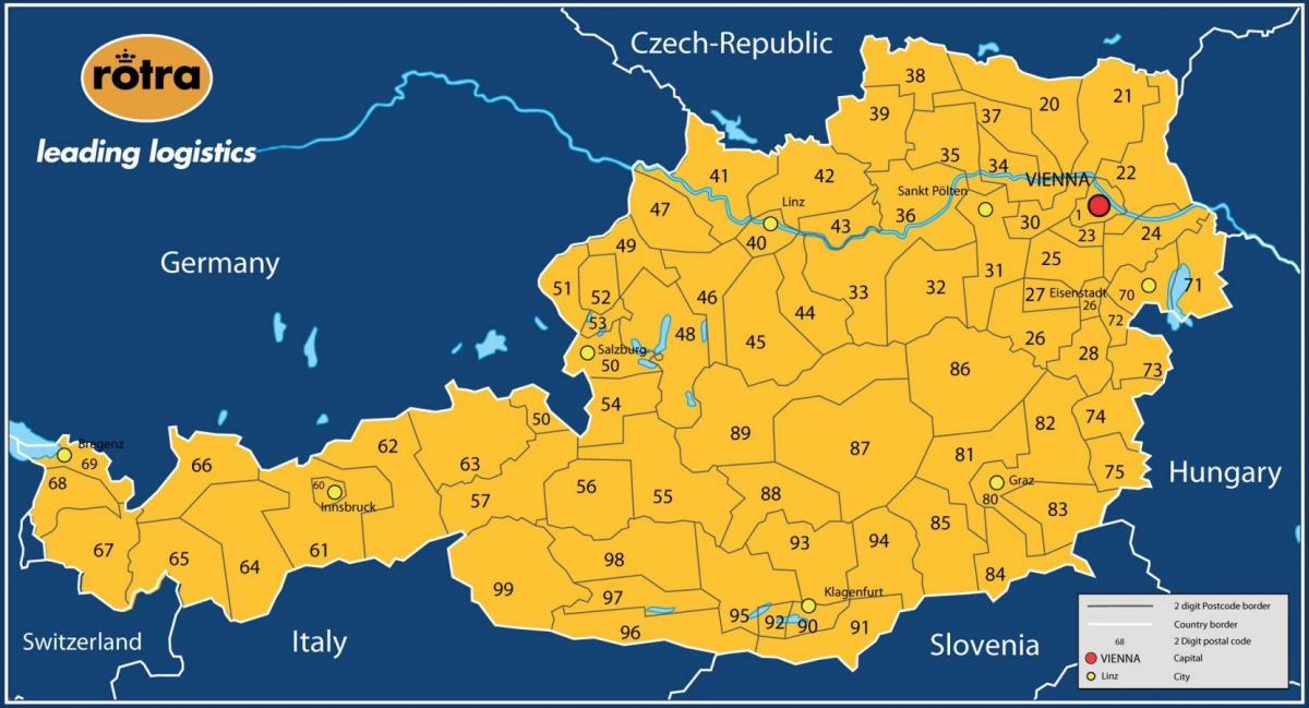 карта Австрии Почтовый индекс 