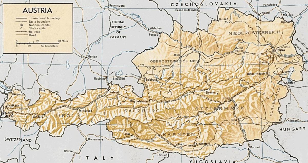 Австрия географическая карта