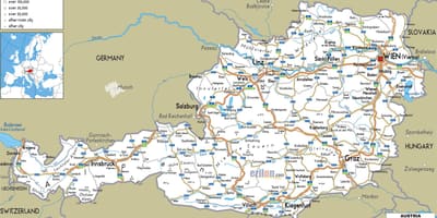 Подробная карта Австрии с городами