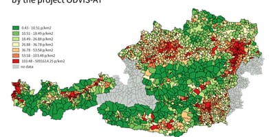Австрия карту плотности населения 